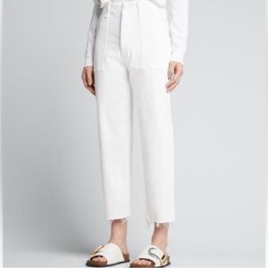 Mother women’s straight leg jeans white the patch pocket ankle fray